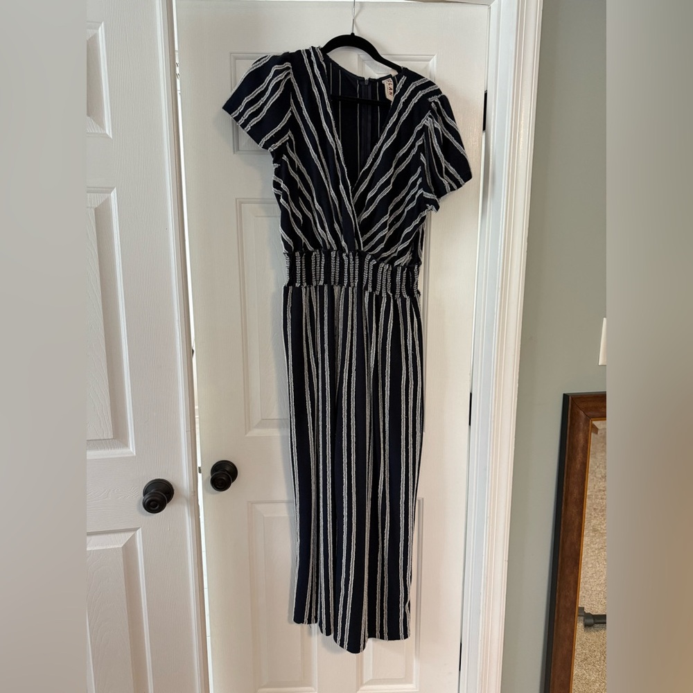 Striped Navy and White Jumpsuit